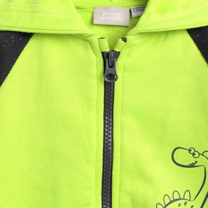 Boys Medium Green Fleece Cardigan with Hood image number 2